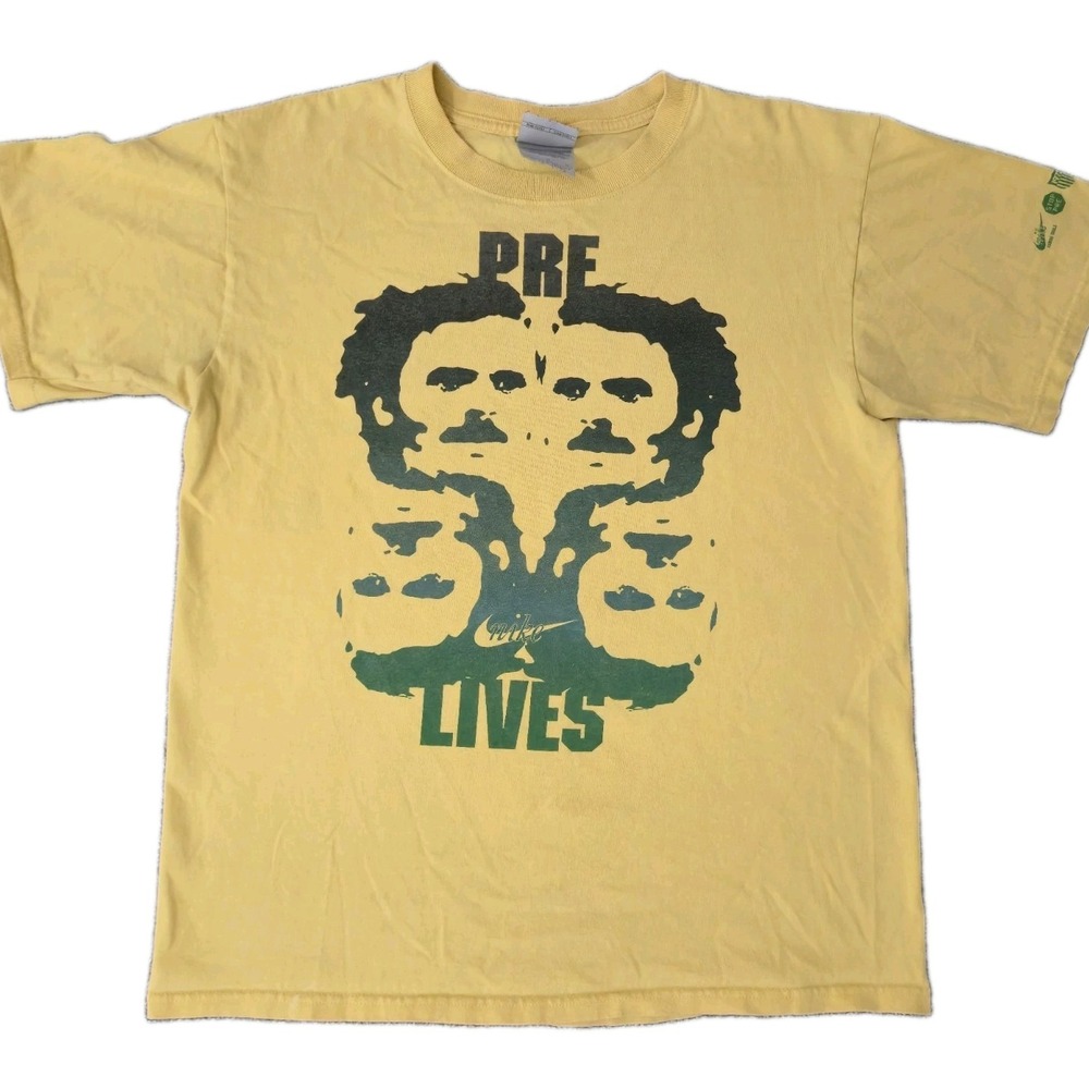Vintage Nike Pre Lives Running Marathon Shirt Steve Prefontaine Yellow Size M